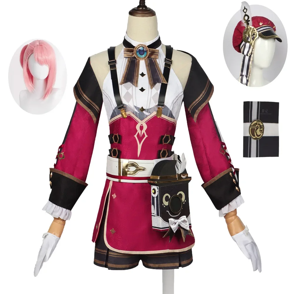 Костюм для косплея Game Genshin Impact Шарлотта маскировка полный комплект униформа