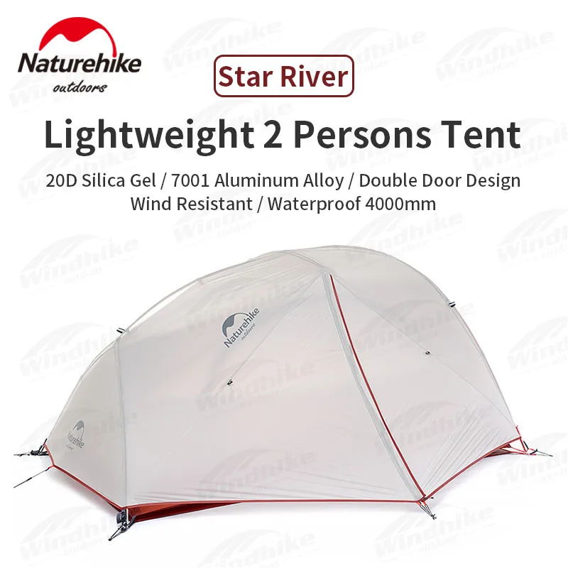

Naturehike Outdoor New Upgraded Star River Camping Tent Ultralight 2 Person 20D Silicone 4 Season Tent With Free Mat NH17T012-T