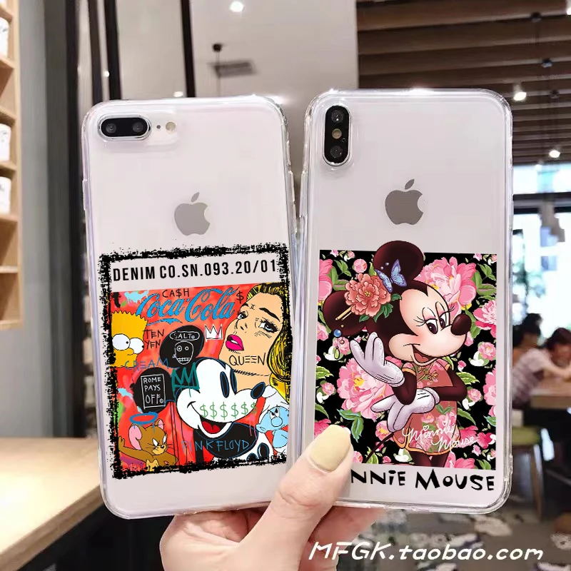 

Disney Mickey Minnie Mouse For Apple iPhone 11 12 13 Pro Max 12 13 Mini X XR XS Max SE 6 6S 7 8 Plus Clear Phone Case Back