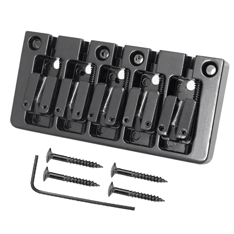 

5 String Flip Fine-Tuning Guitar Saddle Bridge Pull String Plate for 5 String Electric Bass Guitar Accessories Black