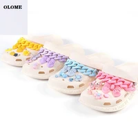 2022 new bling solid rhinestone shoes 1 set fruit flower chains cute croc charms designer diy accessories