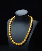 charming 188 9mm natural south sea genuine golden round pearl necklace free shipping for women necklace jewelry