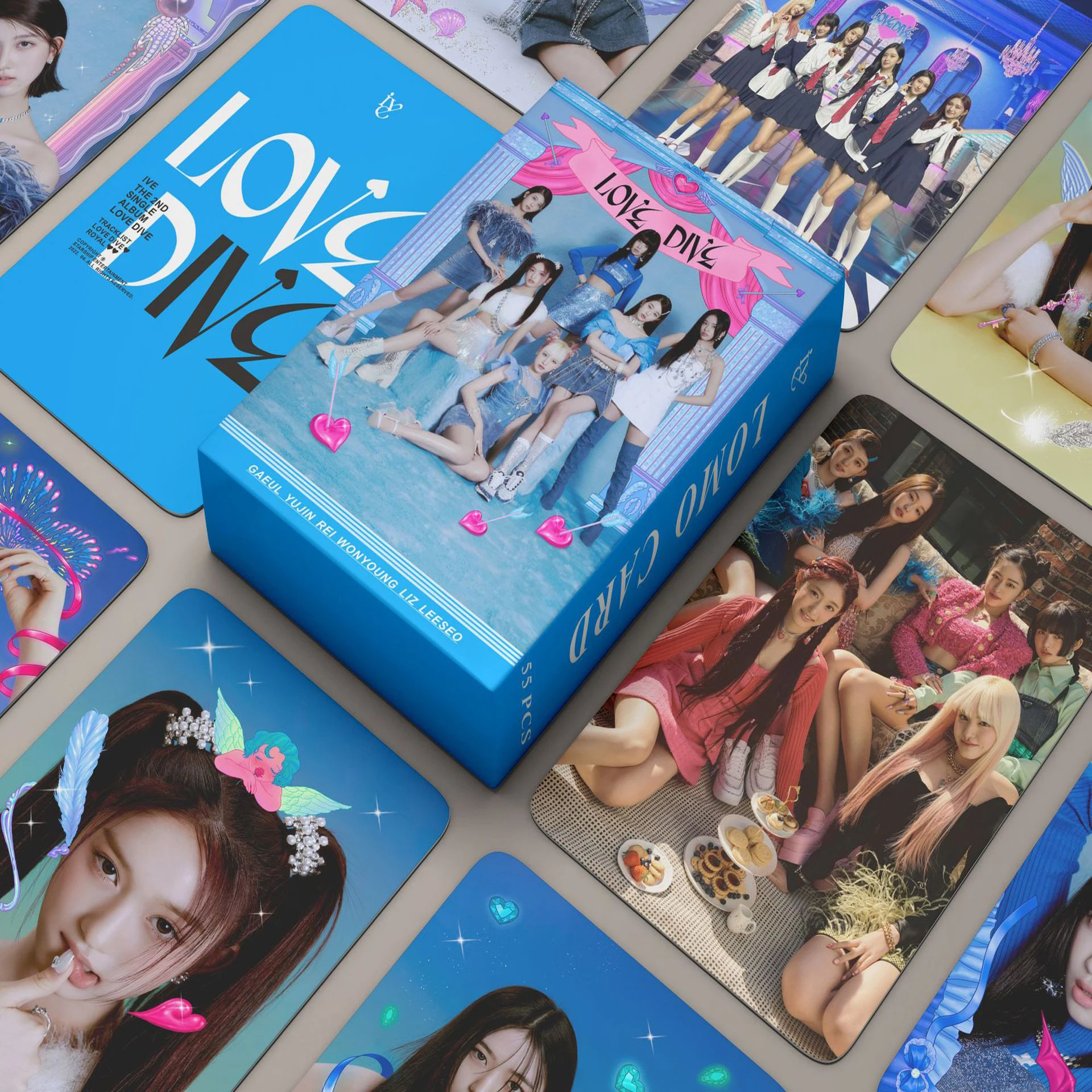 55pcs/set KPOP IVE LOVE DIVE ELEVEN Lomo Cards Photocards Album LIZ Girls Group Eleven Fans Collection Gift Postcards Photo Card