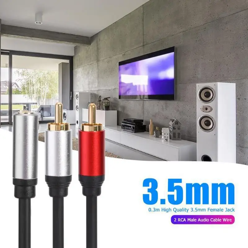 

R CA Video Jack 3 5mm Cable To 2 R CA Aux Cable With Audio Adaptator Stereo Audio Y Cable Adapter For Speaker Audio Amplifiers