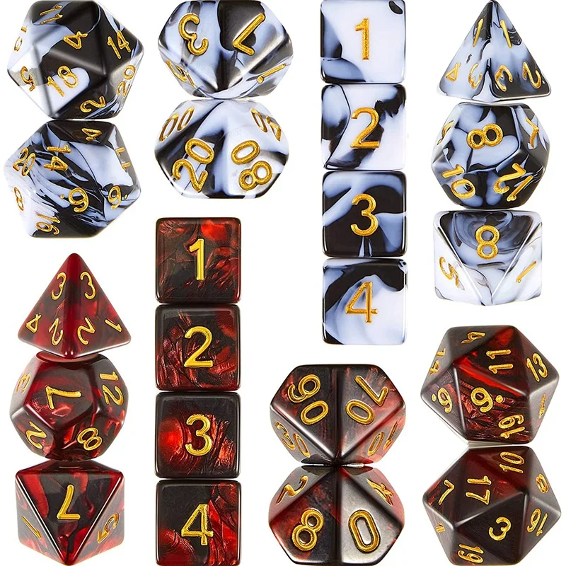 

2 Set 11 Dice Set Polyhedral Dice Set Multisided Dice Set Smooth Touch with Drawstring Bag for DND RPG MTG Table Game