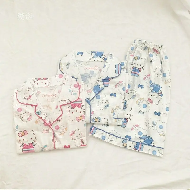 

Hello Kitty Ladies Pajamas Summer Cotton Short Sleeve Print Pajamas Cute Casual Homewear Set