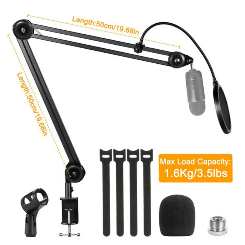 

Профессиональная студийная подставка для микрофона NB35 PLUS, регулируемая подвеска, ножницы, настольный держатель с поп-фильтром, набор зажимов для микрофона