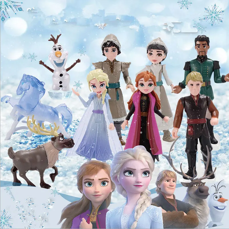 Фото 9 шт./компл. Disney Frozen 2 Снежная Королева Эльза Анна ПВХ Фигурка Olaf Kristoff Sven Аниме Куклы Фигурки Детские Игрушки Детский Подарок №5