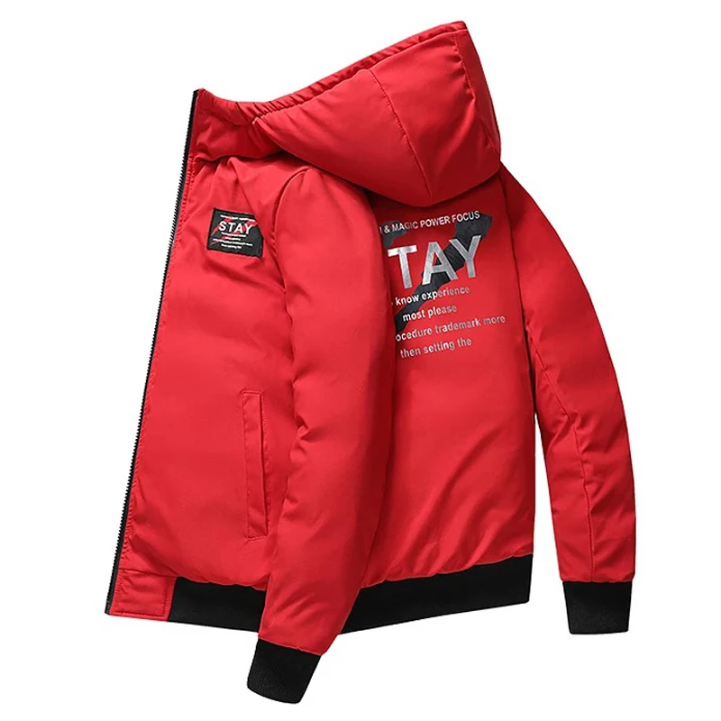 Пуховик мужской с капюшоном Повседневная теплая парка зимнее пальто на белом