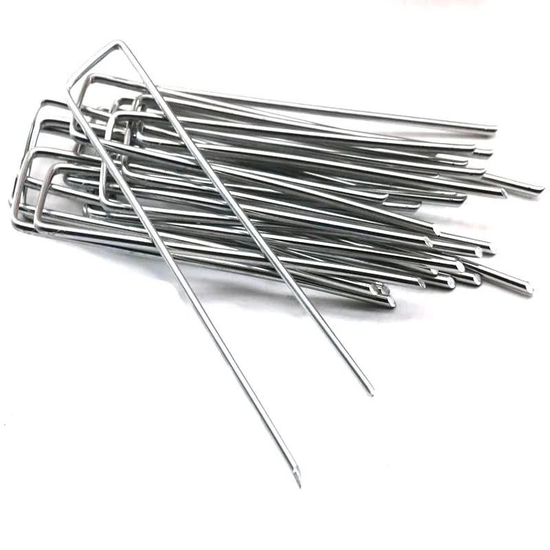 

10/50Pcs U-Shaped Garden Stakes Pins Gauge Heavy Duty Ground Landscape Staples for Anchoring Landscape Fabric Irrigation Tubing