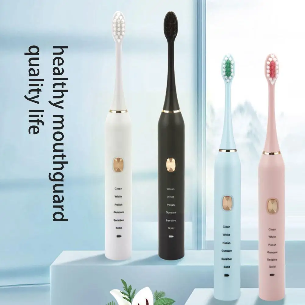 

Waterproof Usb Charger Replaceable Sonic Electric Toothbrush For Adults Kid 6 Mode Timer Whitening Tooth Brushes E4n7