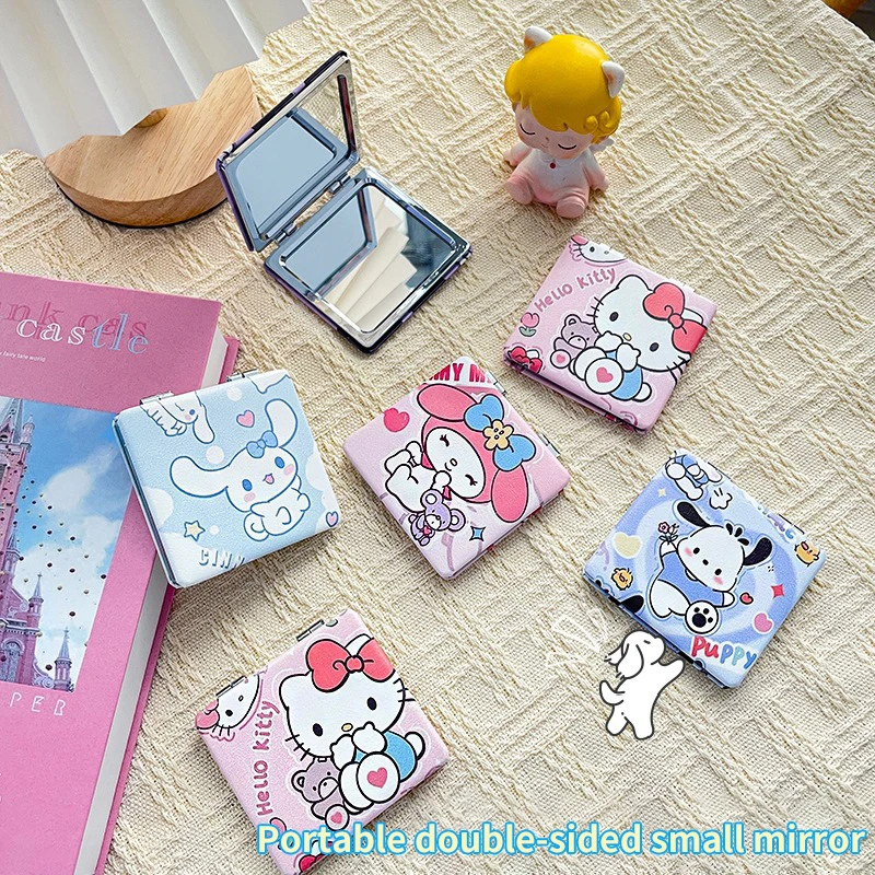 Складное зеркало Sanrio Hello Kitty Kuromi Cinnamoroll двустороннее косметическое портативное