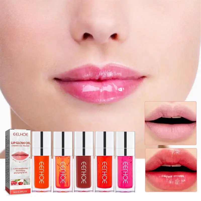 

Lip Oil Plumping Clear Crystal Jelly Moisturizing Lip Gloss Sexy Plump Lip Glow Oil Tinted Lip Plumper Lips Makeup 6ml Glass Lip