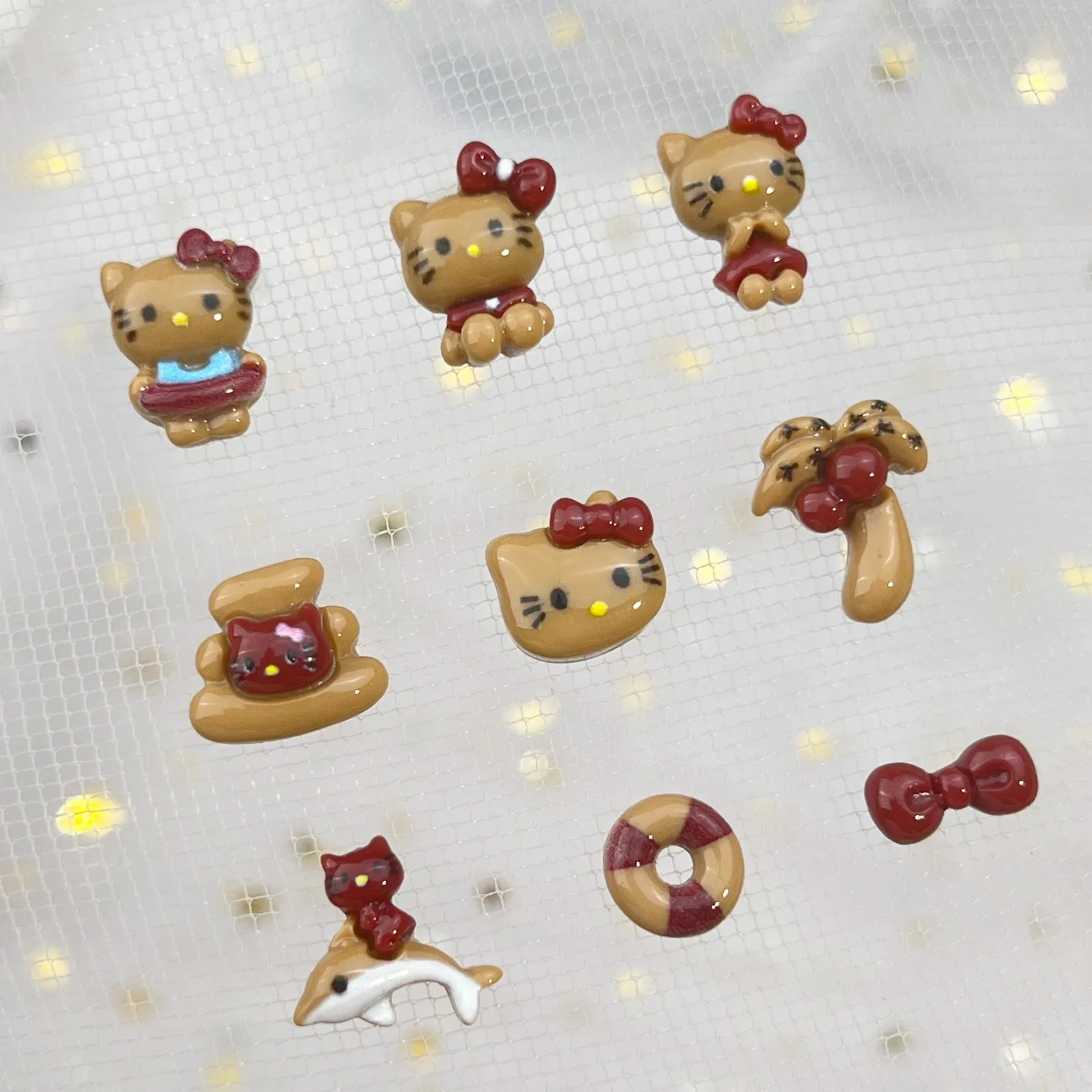 20 шт. ярко-красный бантик для ногтей с котенком и котом забавного маникюра