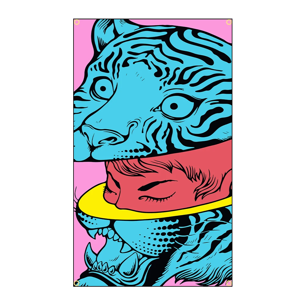 

90 x150cm Metal Flag "Tiger Within Trips" Polyester Printed Banner For Decor