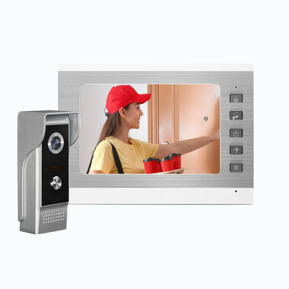 Wired Video door phone Intercom System with 7''Inch Color Monitor Kit Doorbell With Waterproof Outdoor IR Camera Home Security