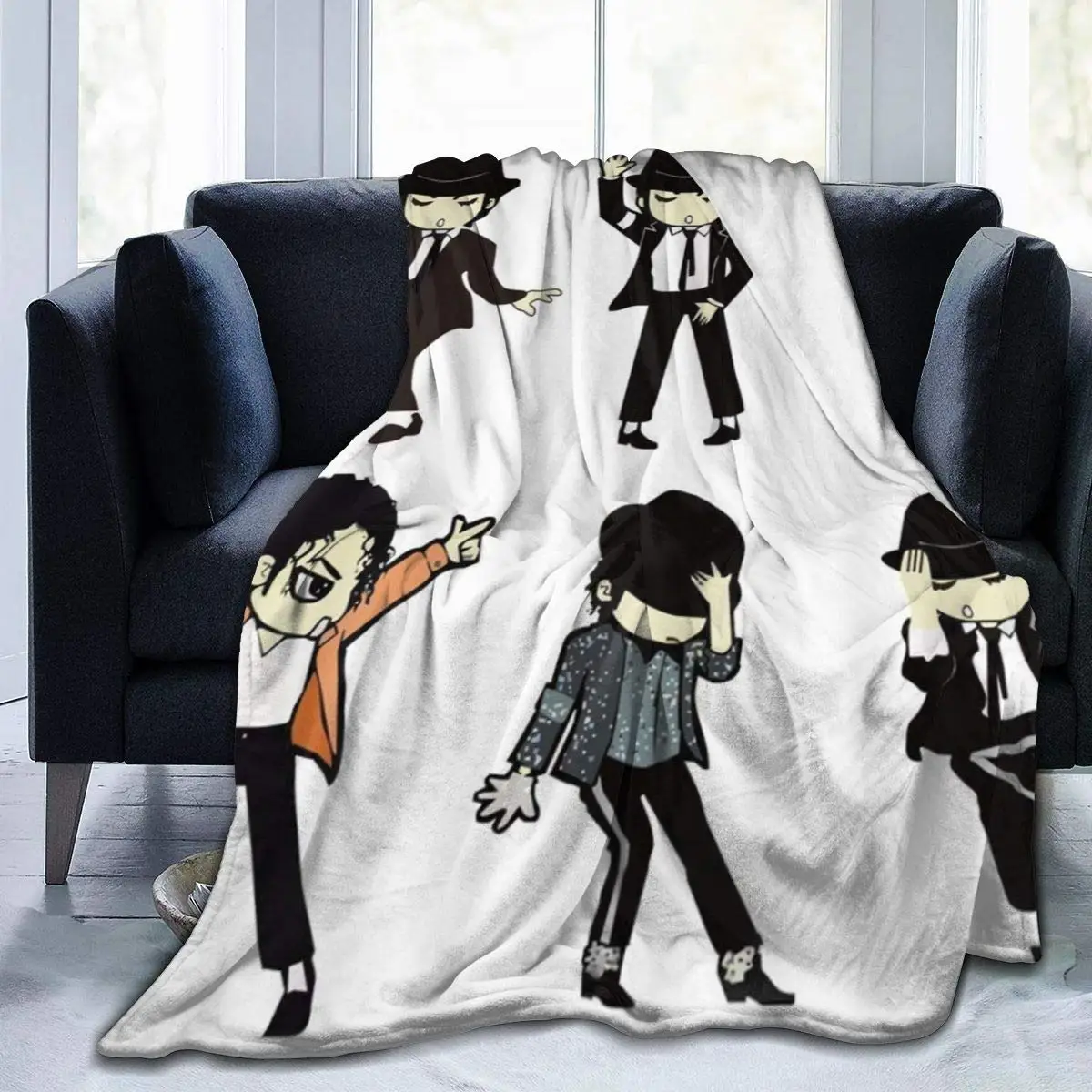 

Throw Blanket for Kids Teens Adults Lightweight Soft Warm Michael Jackson Cartoon Singer Microfiber All Season Living
