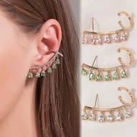 women tassel earring creative personality colorful temperament stud earring womens birthday gift one piece crystal earring clip