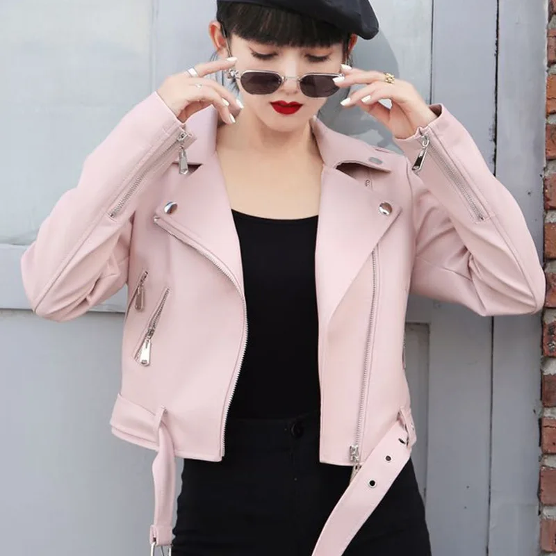 Autumn  Winter 2022, White Short Leather Coat, Women's Short PU Leather Jacket, Motorcycle Clothing ,motocycle  Zipper Clothes