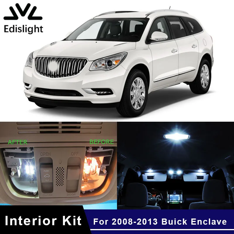 

12pcs White Ice Blue LED Car Light Interior Bulbs Kit For 2008-2013 Buick Enclave Map Dome Trunk License Plate Lamp