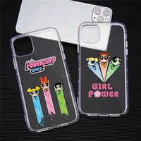 cute funny powerpuff girls phone case for iphone 13 12 11 pro max mini xs max 8 7 plus x se 2020 xr transparent cover