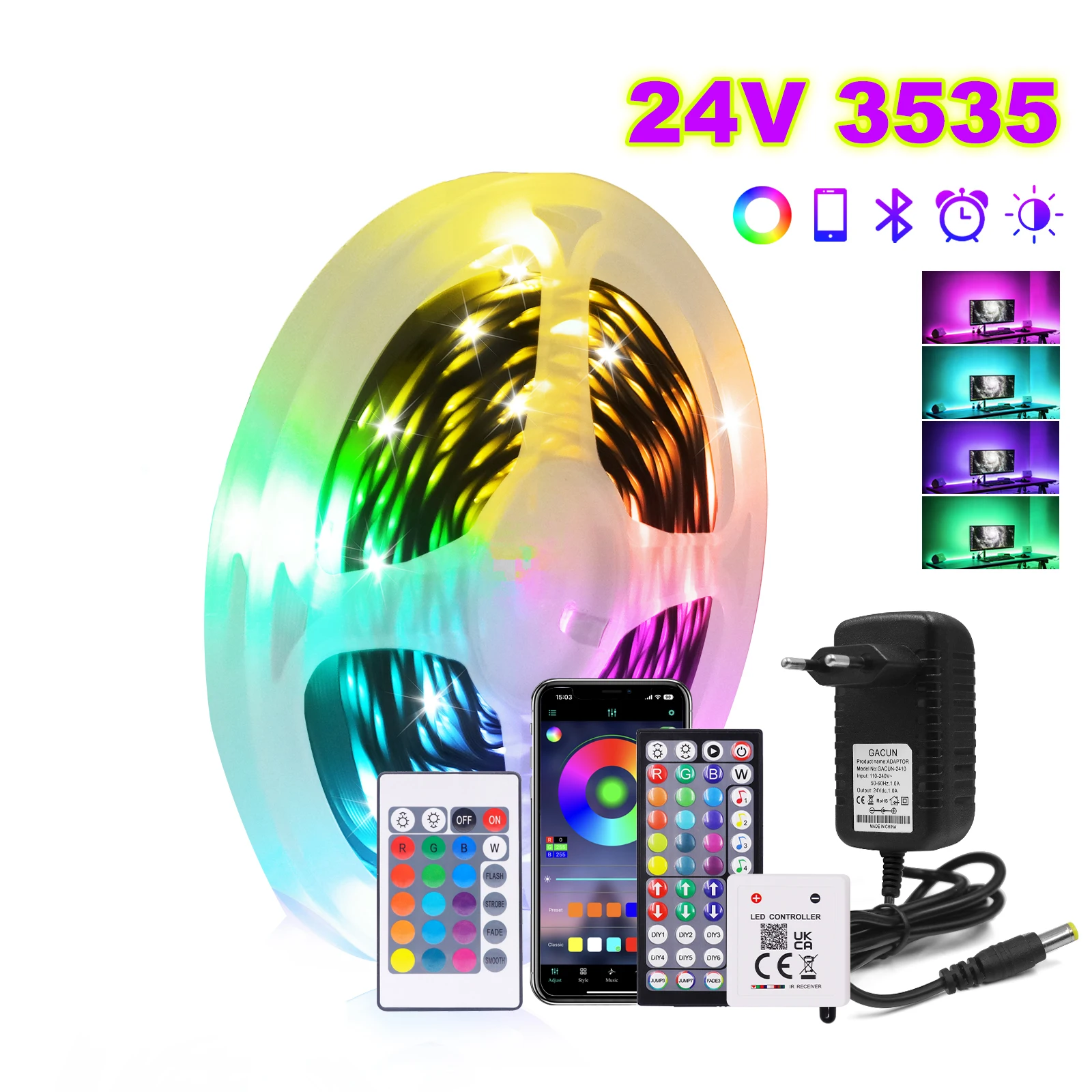 Светодиодная лента RGB 24 В Bluetooth APP клавиши 44 Пульт дистанционного управления с