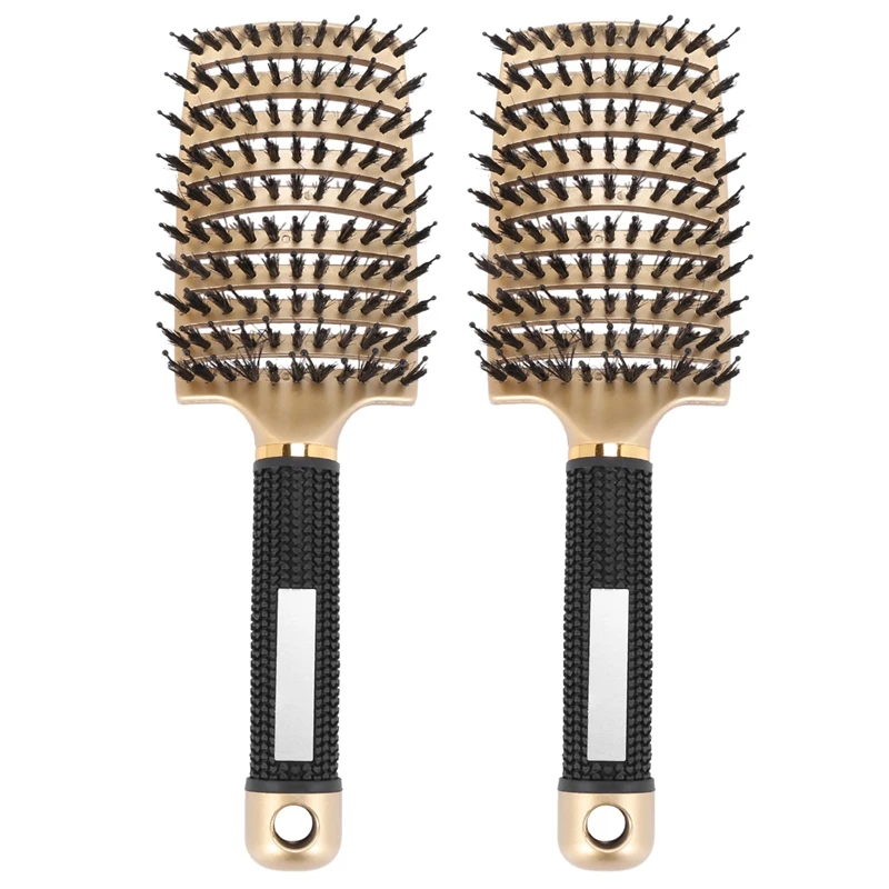 

Boar Bristle Hair Brush-Curved And Vented Detangling Hair Brush For Women Hair Vent Brush Gift Kit,2 Pcs