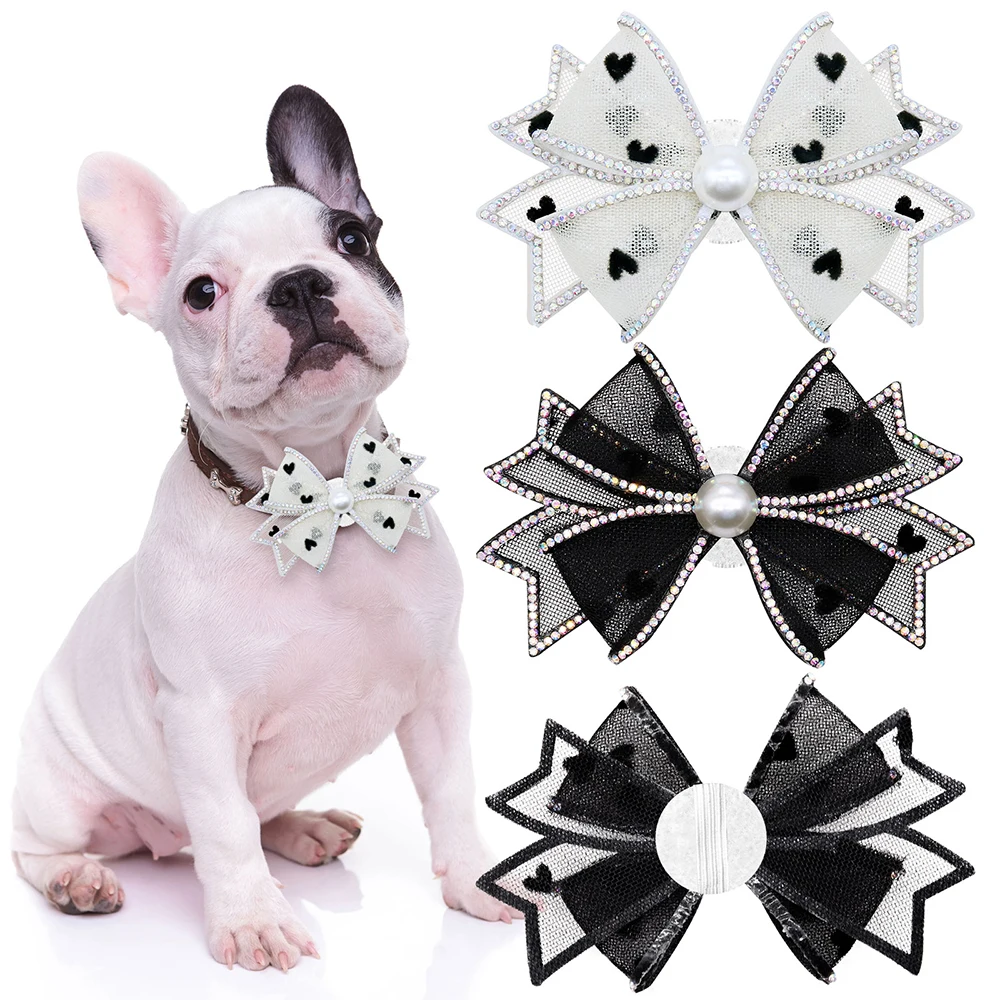 10PCS Exquisite Fashion Dog Bowtie Slidable Dog Collar Accessories Diamond  Dog Grooming Products Pet Supplies Dog Accessories