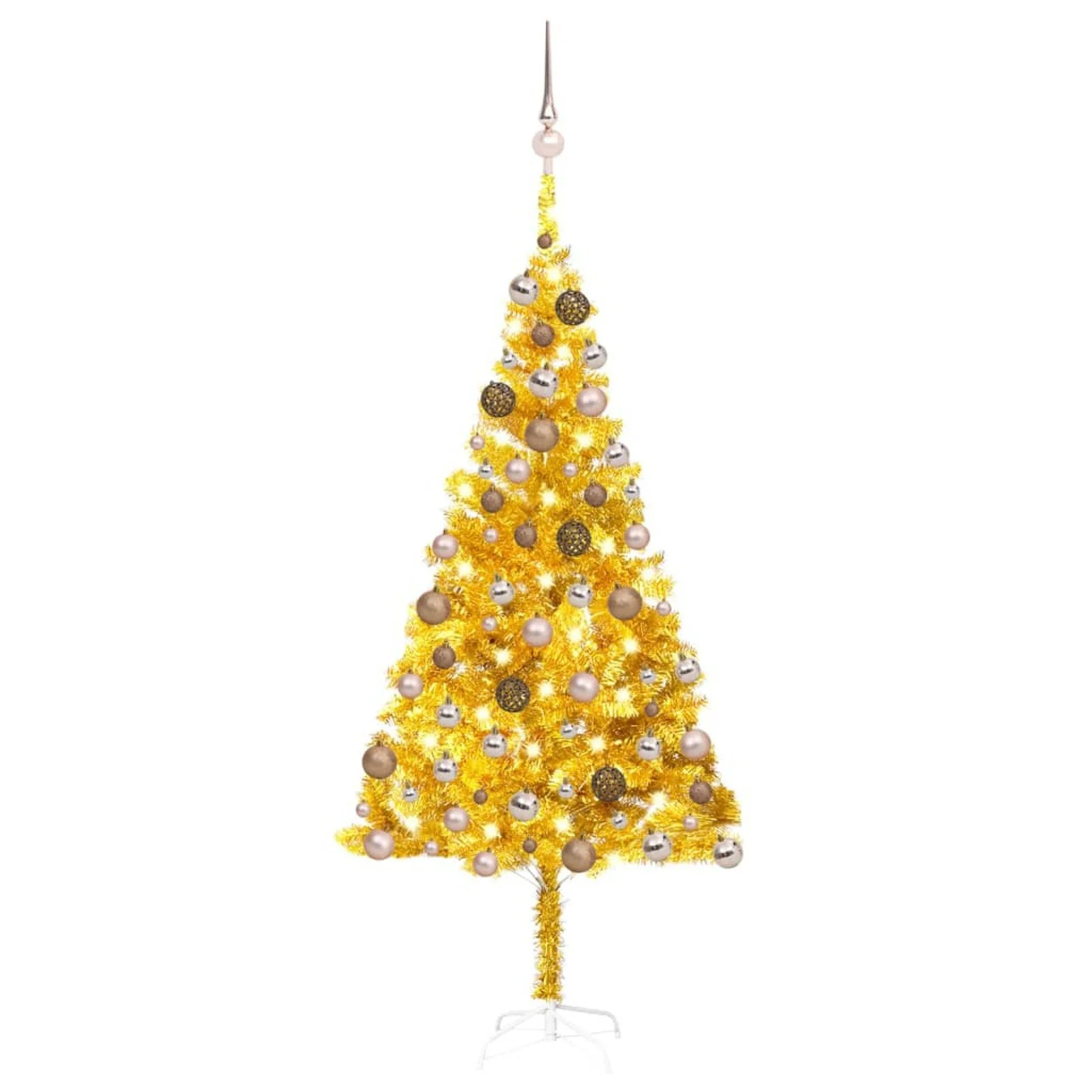 

Artificial Christmas Tree with LEDs&Ball Set Gold 70.9" PET