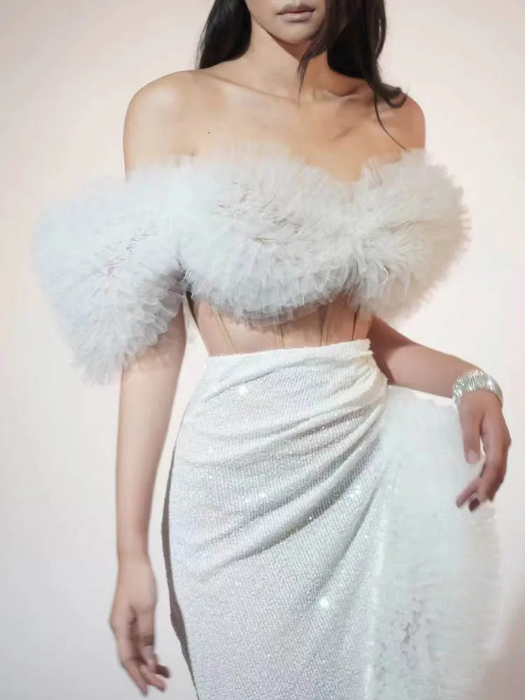 Высококачественная сексуальная облегающая грудь эластичная нерегулярная юбка с