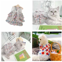 new dog clothes fashion floral lace wedding dog dress cat cloth skirt bow princess cat dresses summer autumn pet puppy clothing