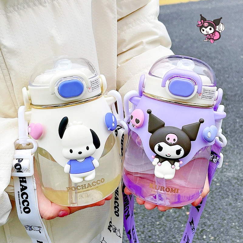 

Kawaii Sanrio Water Cup Kuromi Cinnamoroll Anime Cute Summer Student Classroom Outdoors Drink Water Straw Cup Toys For Girls