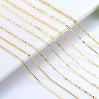 genuine 14k gold color necklace for women water wave chain snake bonestarrycross chain 18 inches necklaces chain jewelry gifts