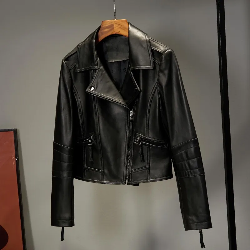 Осень 2024 новое короткое кожаное пальто из овчины Haining облегающий костюм в стиле