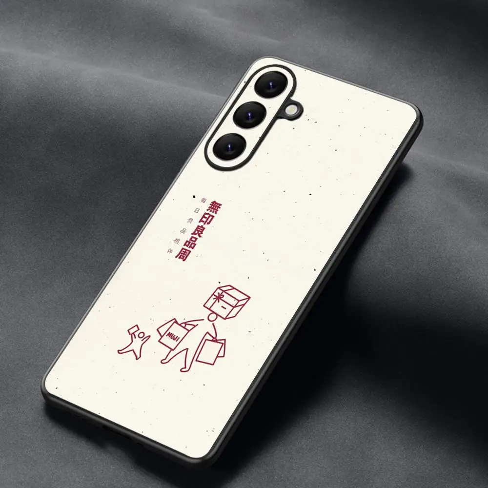 Фото Чехол для телефона MUJI с японским логотипом и узором для Samsung Galaxy S25 S24 S23 S22 S21 S20 Plus Ultra Note20, мягкий, черный №4