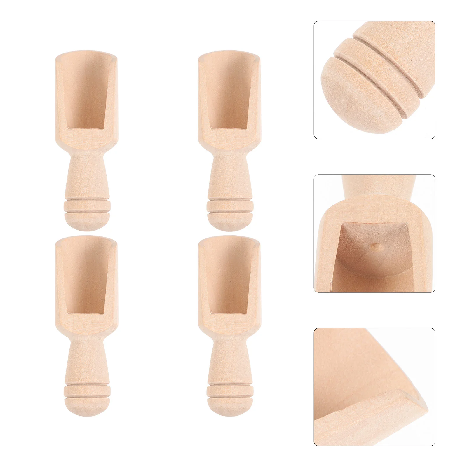 

4pcs Small Tea Spoons Multipurpose Wooden Spoons Mini Multifunctional Scoops Salts Wood Spoons