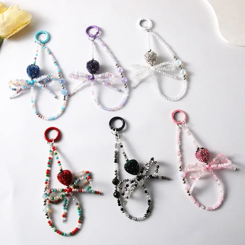 Новые красочные хрустальные клубничные бусины подвеска-цепочка для мобильного