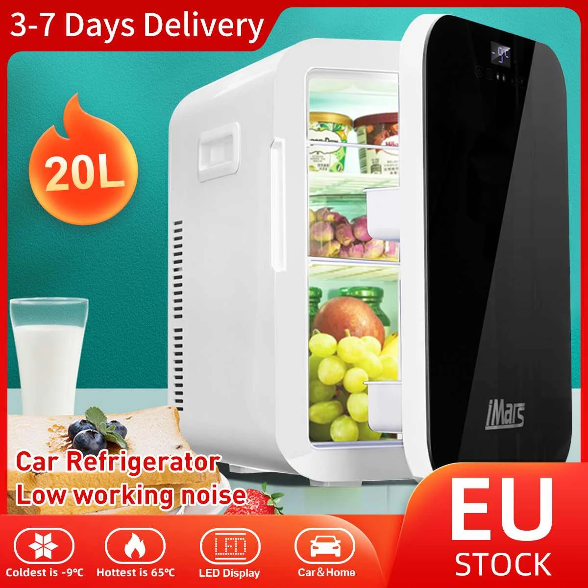 

20L Car Refrigerator Mini Fridge Freeze Heating Small Freezer 220V Compressor Portable Cooler For Home Picnic Use Vehicle Truck