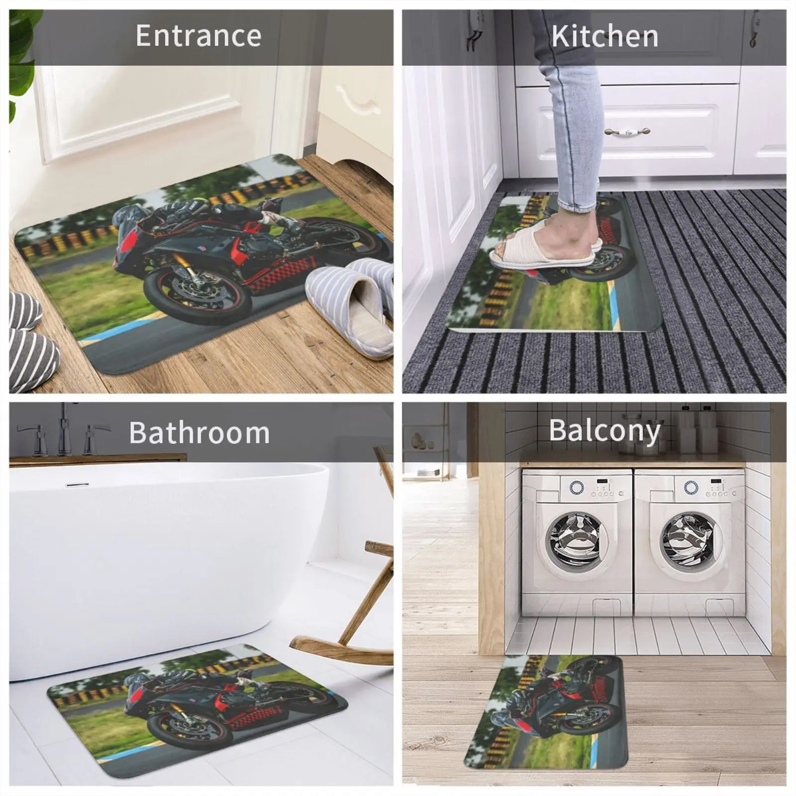 Black Grand Prix Motorcycle Mat Rug Non-Slip Water Absorb Door Carpet Sport Motorbike Racing Tall Price Helmet Biker Wheel |