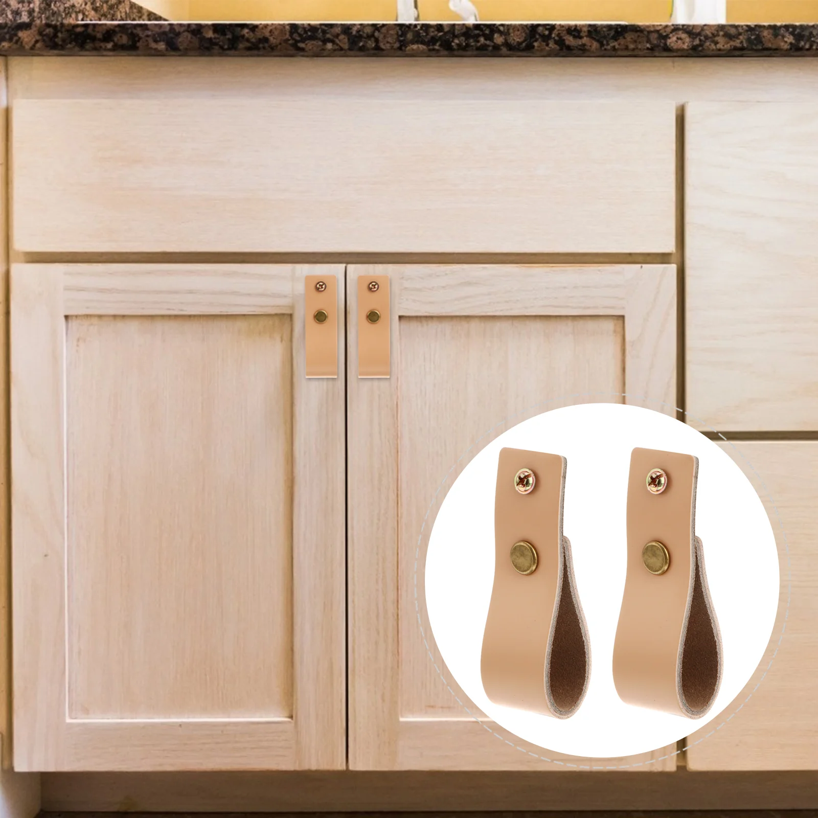 

Pack of 2 Leather Drawer Pulls Single Hole Durable Premium Handles Door Knobs Drawer Pulls