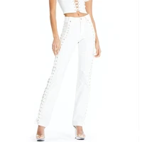 adogirl fashion women white cross straps pants casual y2k pencil pants high waist long trousers ladies 2021 streetwear