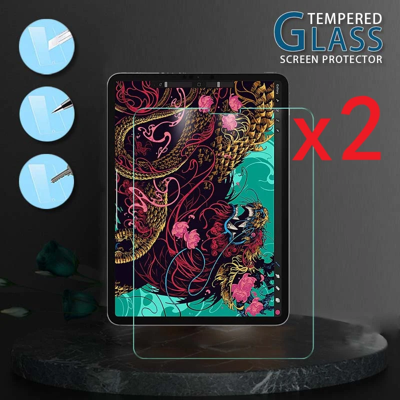 

2Pcs Tablet Tempered Glass for Apple IPad Air 4 2020 10.9 Inch Full Screen Protector Cover Coverage Anti-Shatter Screen