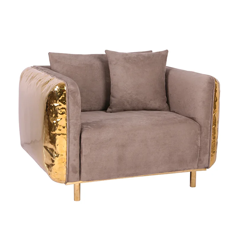 

Titanium Stainless Steel Adult Sofa Chair Fabric Single Sofa High Resilience Sponge Living Room Sofa