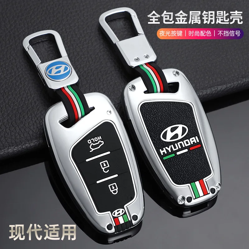 

Zinc Alloy Car Key Cover Case Shell Fob For Hyundai Santa Fe Sport Ix45 Equus Centennial Genesis G80 Grandeur Azera Accessories