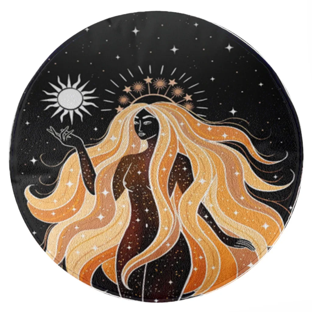 

Moon-Phase-Girl-Mandala-Printed Round Carpet Living Room bedroom carpet anti -sliding door yoga mat floor mats birthday gift