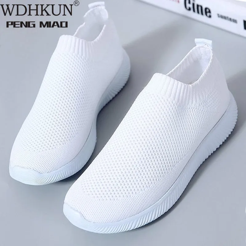 Fashion Socks Shoes Casual White Sneakers Summer Knitted Vul