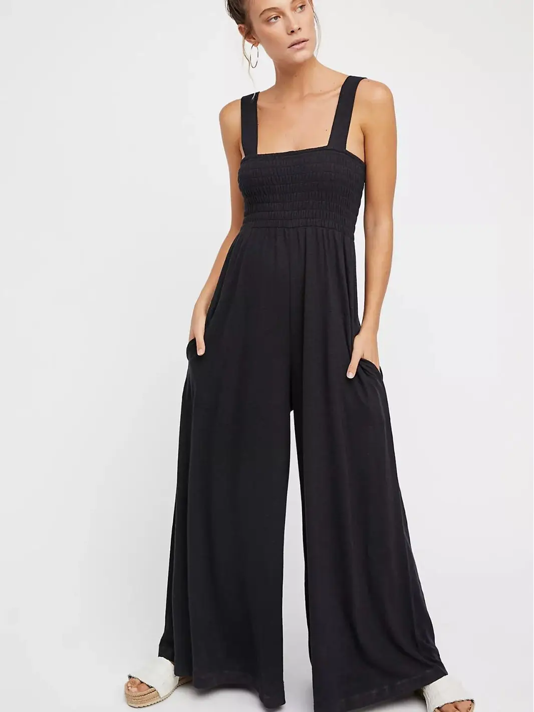 

Women Suspender Rompers Overalls Vintage Jumpsuits Playsuits Long Pockets Wide Leg Pants Combinaison