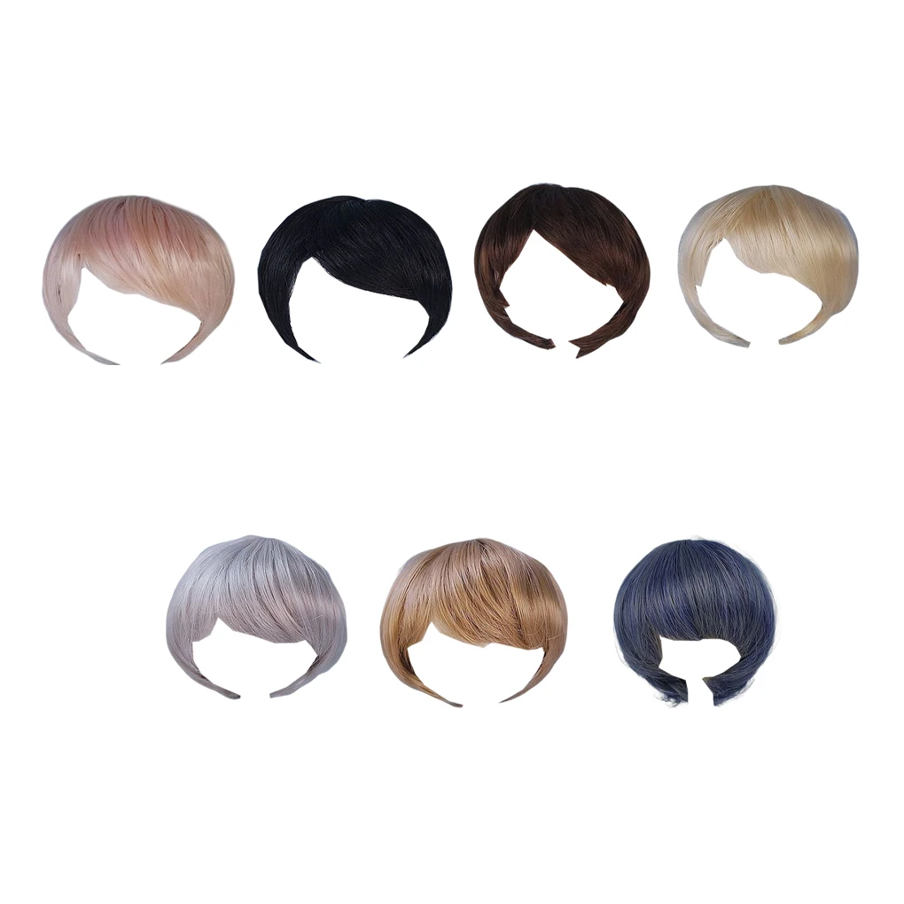 

Парик кукольный Съемный многоразовый, декоративная запасная часть «сделай сам» для коротких волос, однотонный, аксессуары для волос с орна...