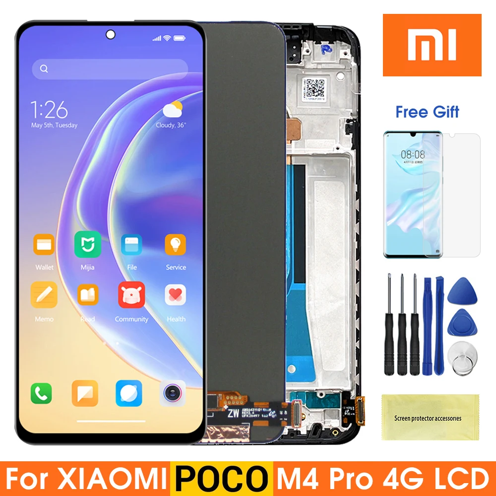 

6.43'' Super AMOLED Poco M4 Pro Screen Replacement, for Xiaomi Poco M4 Pro MZB0B5VIN 2201117PI Lcd Display Digital Touch Screen