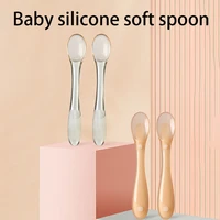 baby silicone soft spoon tableware baby feeding water feeding spoon baby scraping spoon ppsu belt box 2 pcs